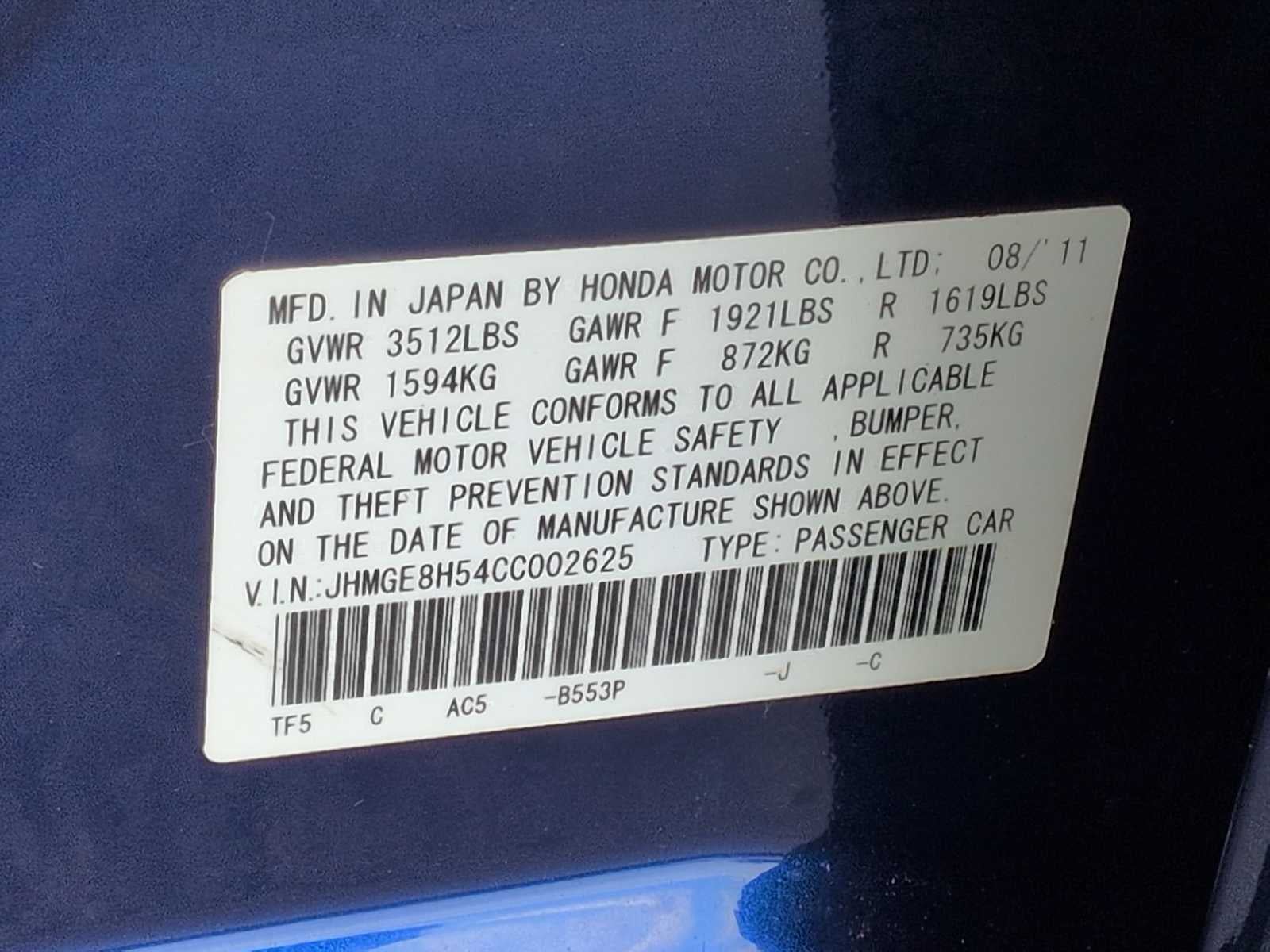 Honda Fit Sport 2012