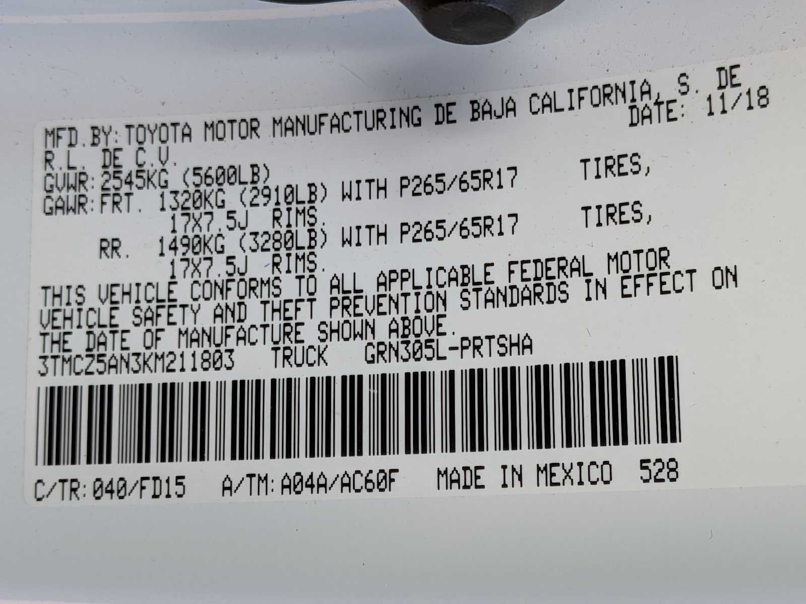 Toyota Tacoma TRD Sport 2019