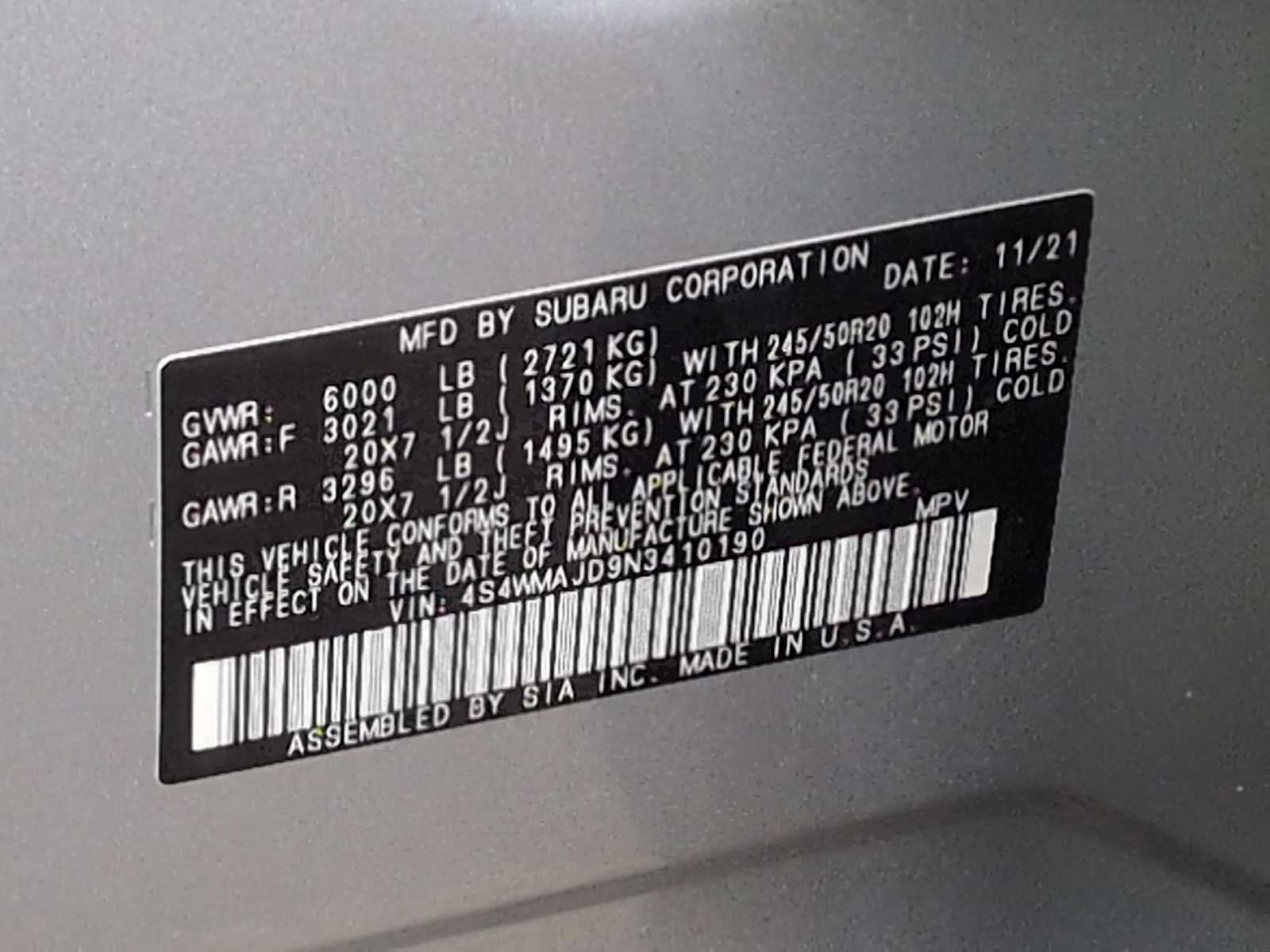 Subaru Ascent Onyx Edition 2022