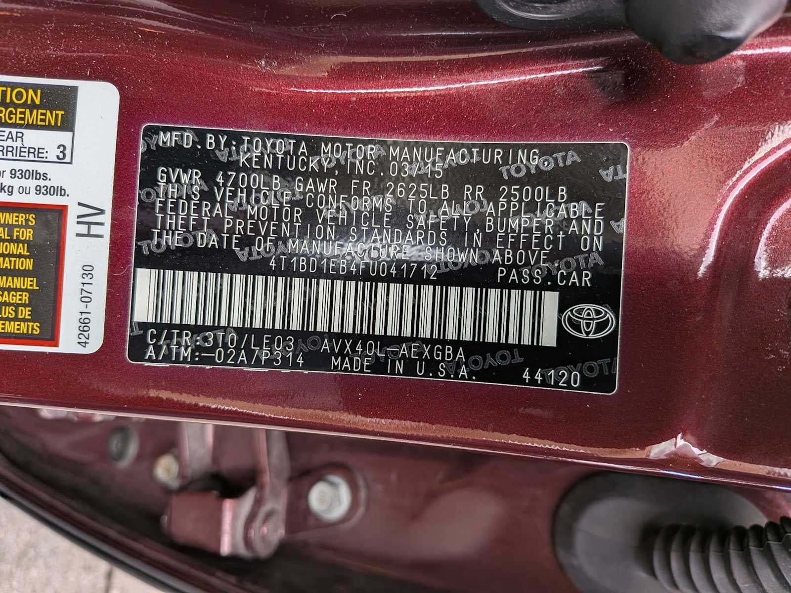 Toyota Avalon Hybrid XLE Touring 2015