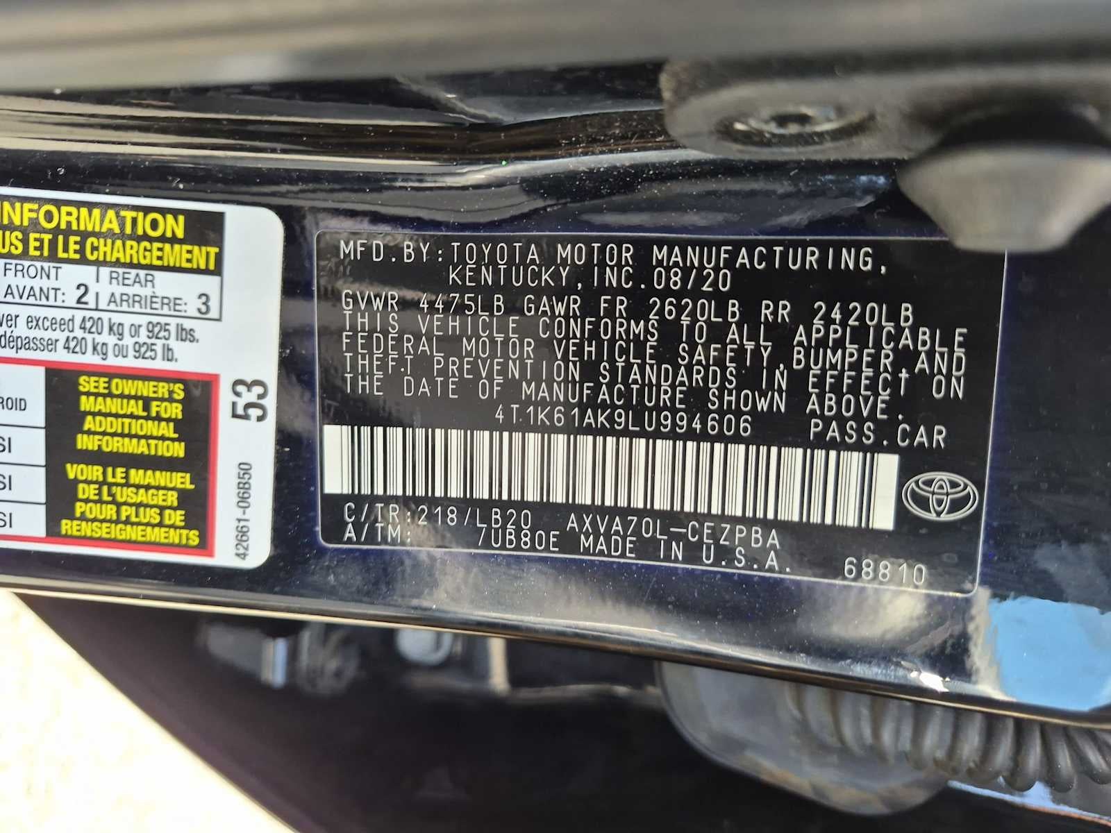 Toyota Camry XSE 2020