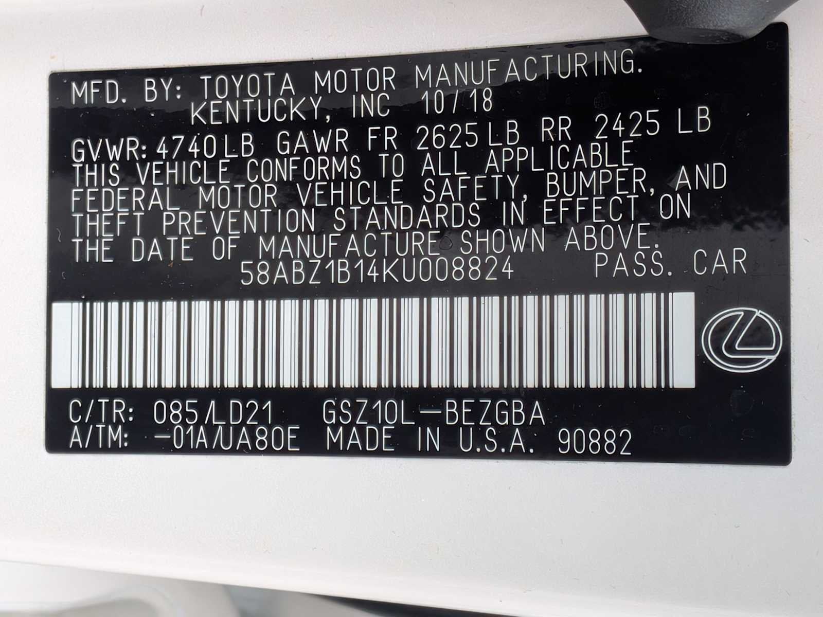 Lexus ES ES 350 2019