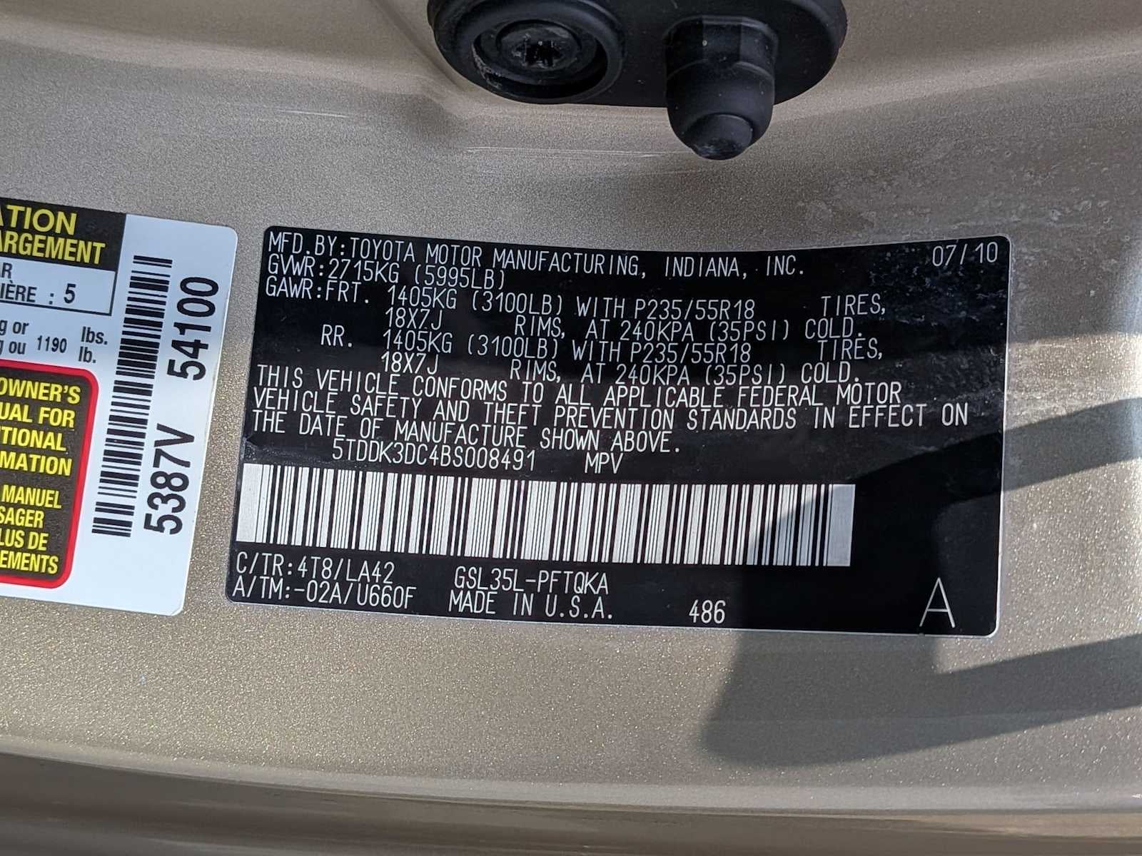 Toyota Sienna Ltd 2011