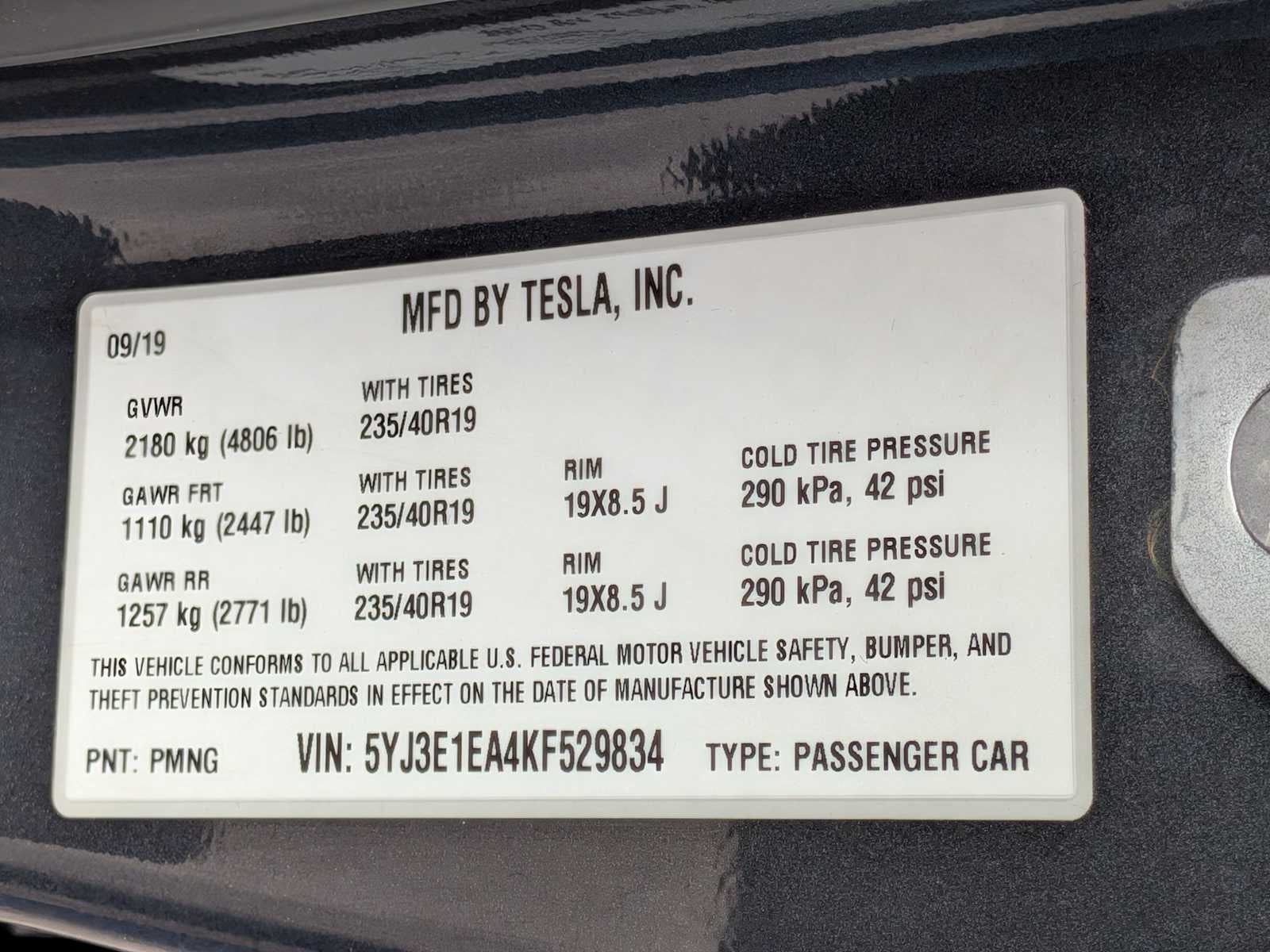 Tesla Model 3 Standard Range Plus 2019