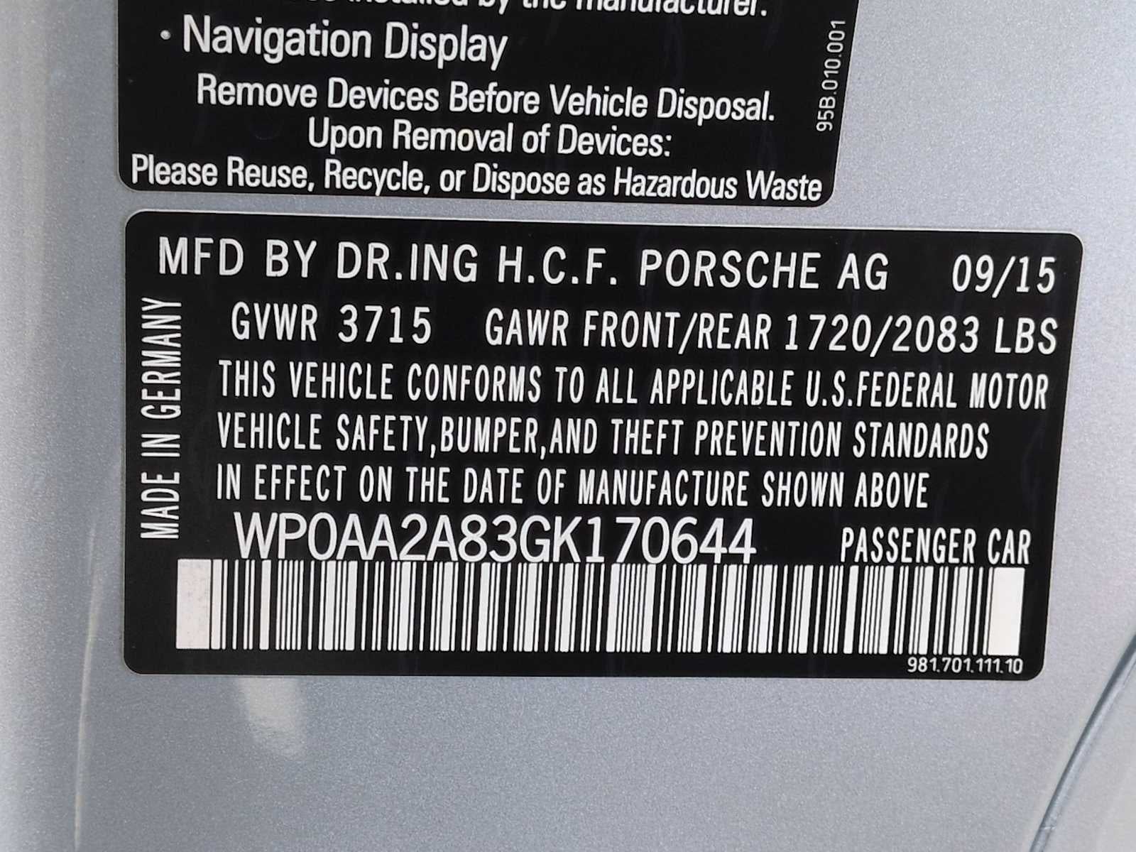 Porsche Cayman 2 puertas Coupé 2016