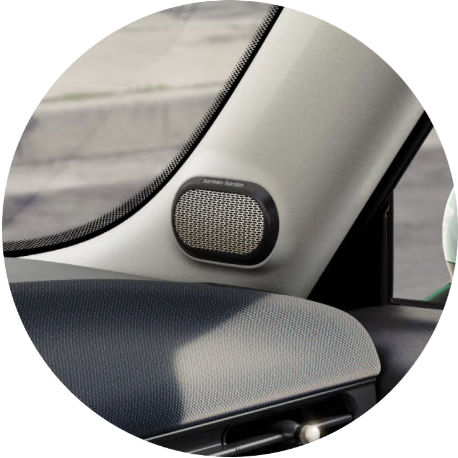 Detalle de las costuras de una sección de los asientos deportivos.