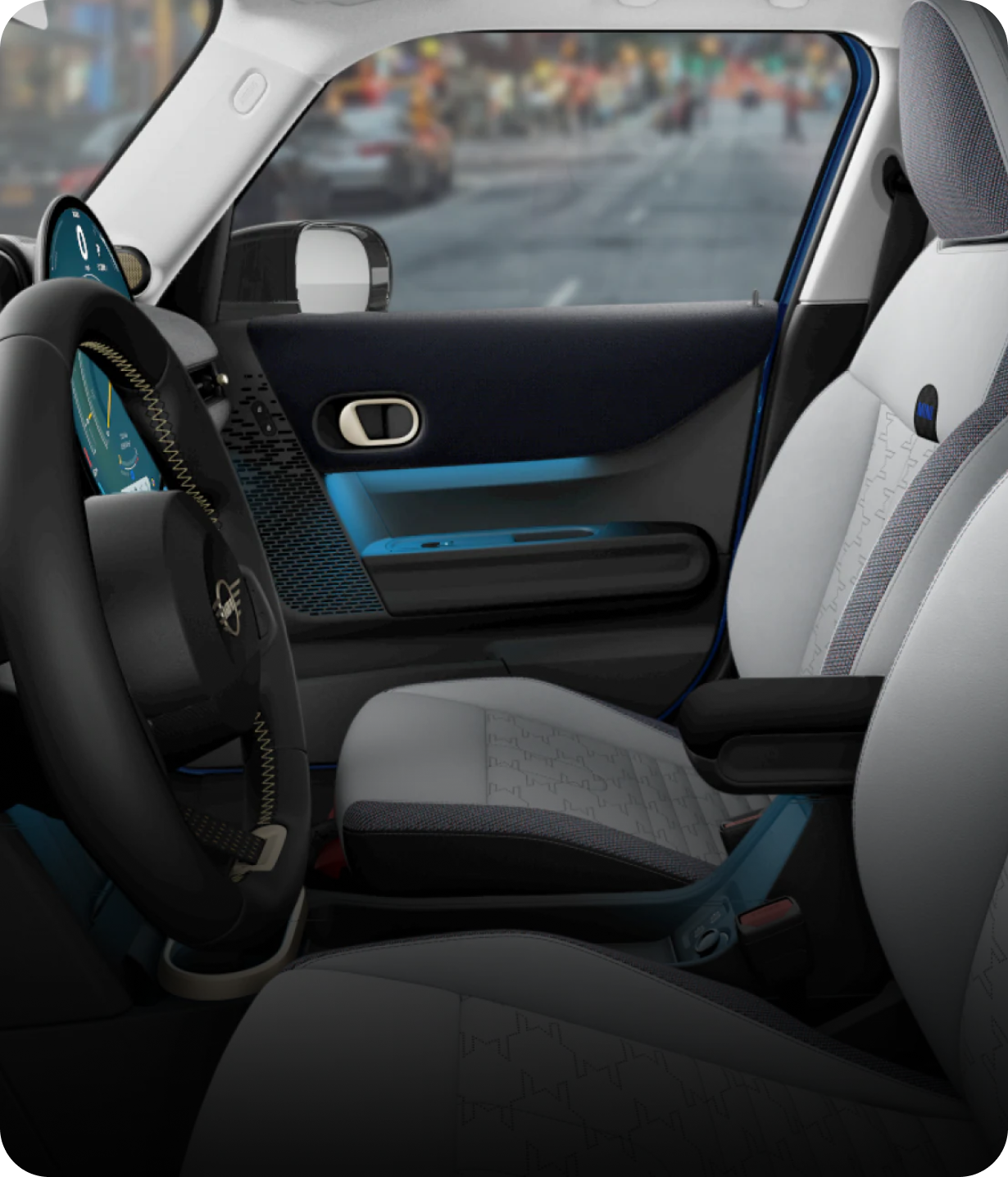 Los asientos deportivos del MINI Cooper 4 puertas.