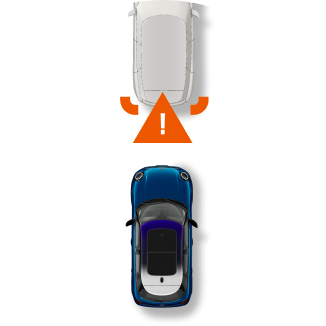  Un icono avisa a un MINI de que se está acercando demasiado al coche que le precede.