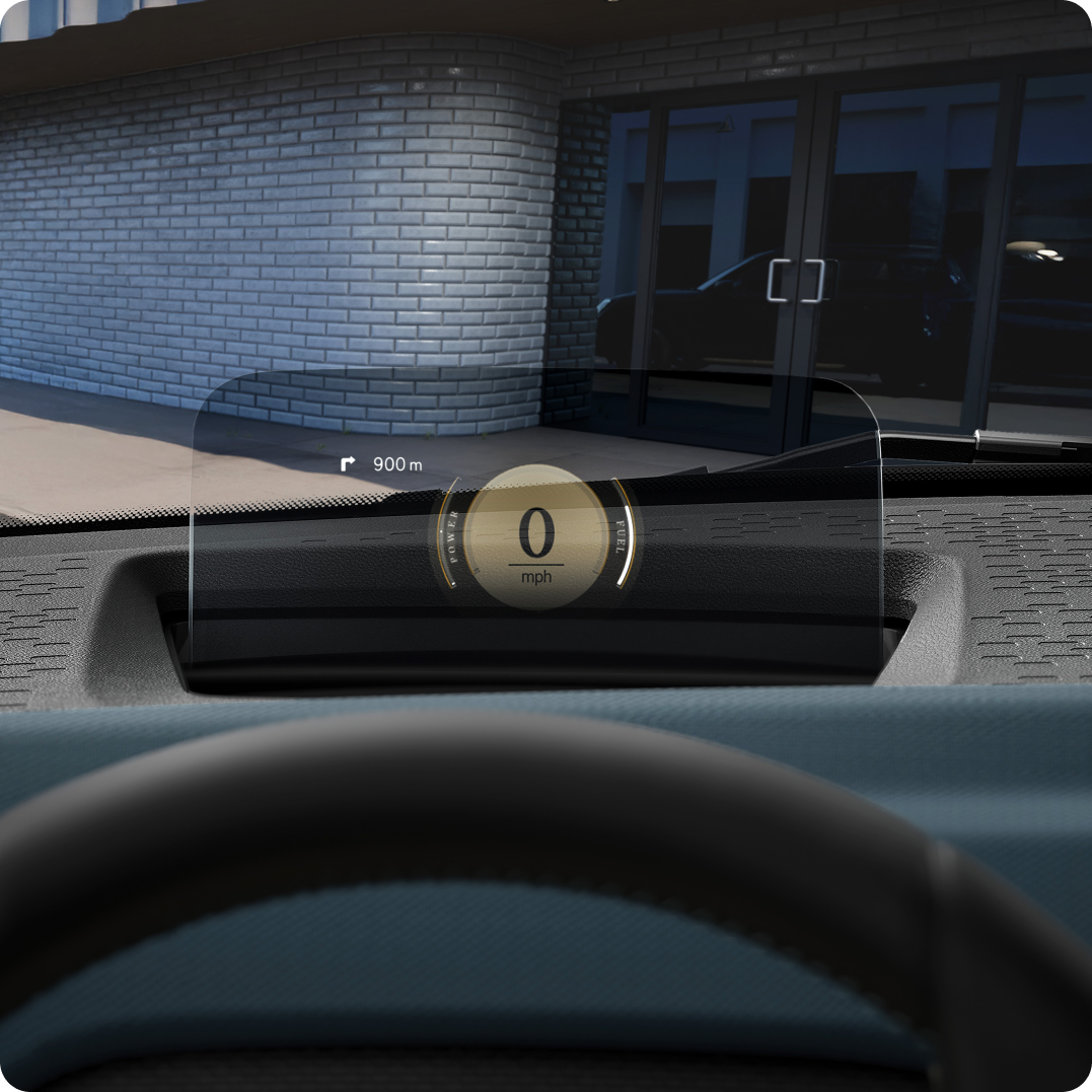 Primer plano del Head-Up Display de MINI.