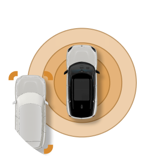 Un icono avisa a un MINI de que se aproxima un coche por el carril contiguo.