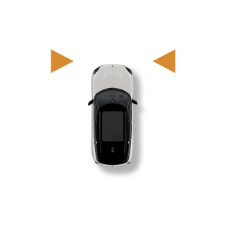 Un icono con triángulos rojos advierte al MINI de que debe permanecer en su carril.