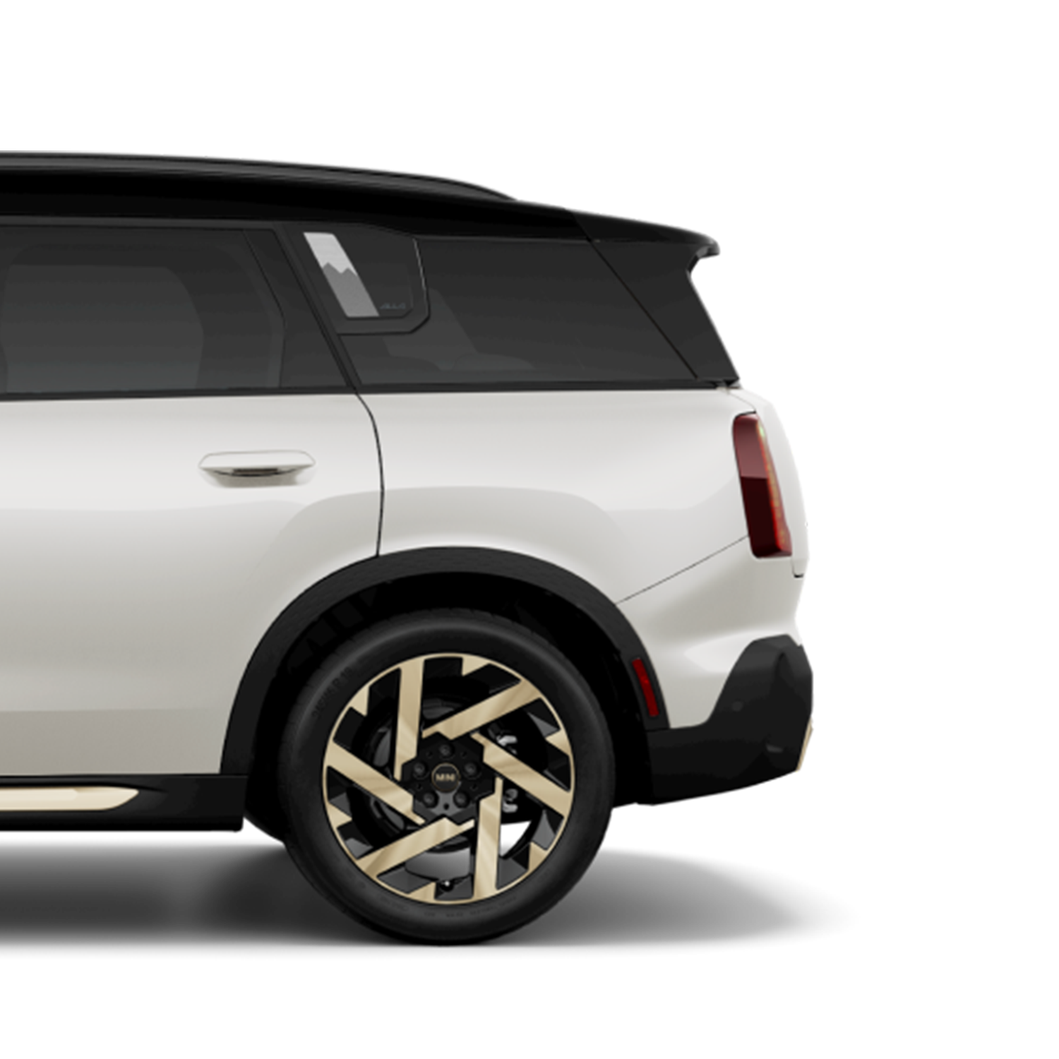 Vista lateral de la mitad trasera de un MINI Countryman SE All4.