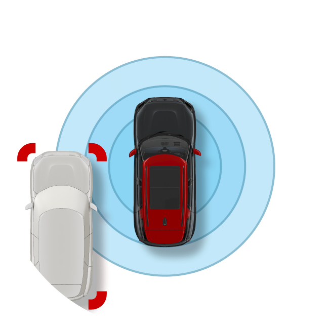 Un icono avisa a un MINI de que se aproxima un coche por el carril contiguo.