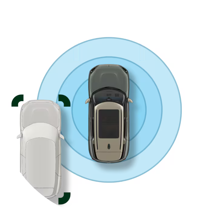 Un icono avisa a un MINI de que se aproxima un coche por el carril contiguo.