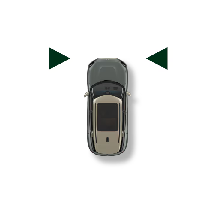  Un icono con triángulos rojos advierte al MINI de que debe permanecer en su carril.