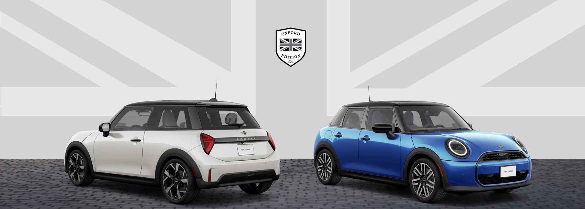 Vista lateral trasera del MINI Cooper 2 Puertas Oxford Edition | Vista lateral delantera del MINI Cooper 4 Puertas Oxford Edition.